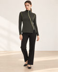 Asymmetric Zip Ribbed Top – full length hero