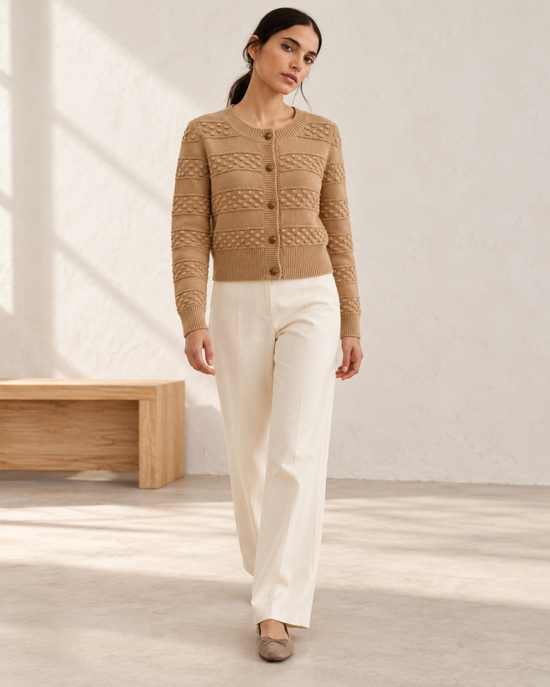 Basketweave Knit Cardigan