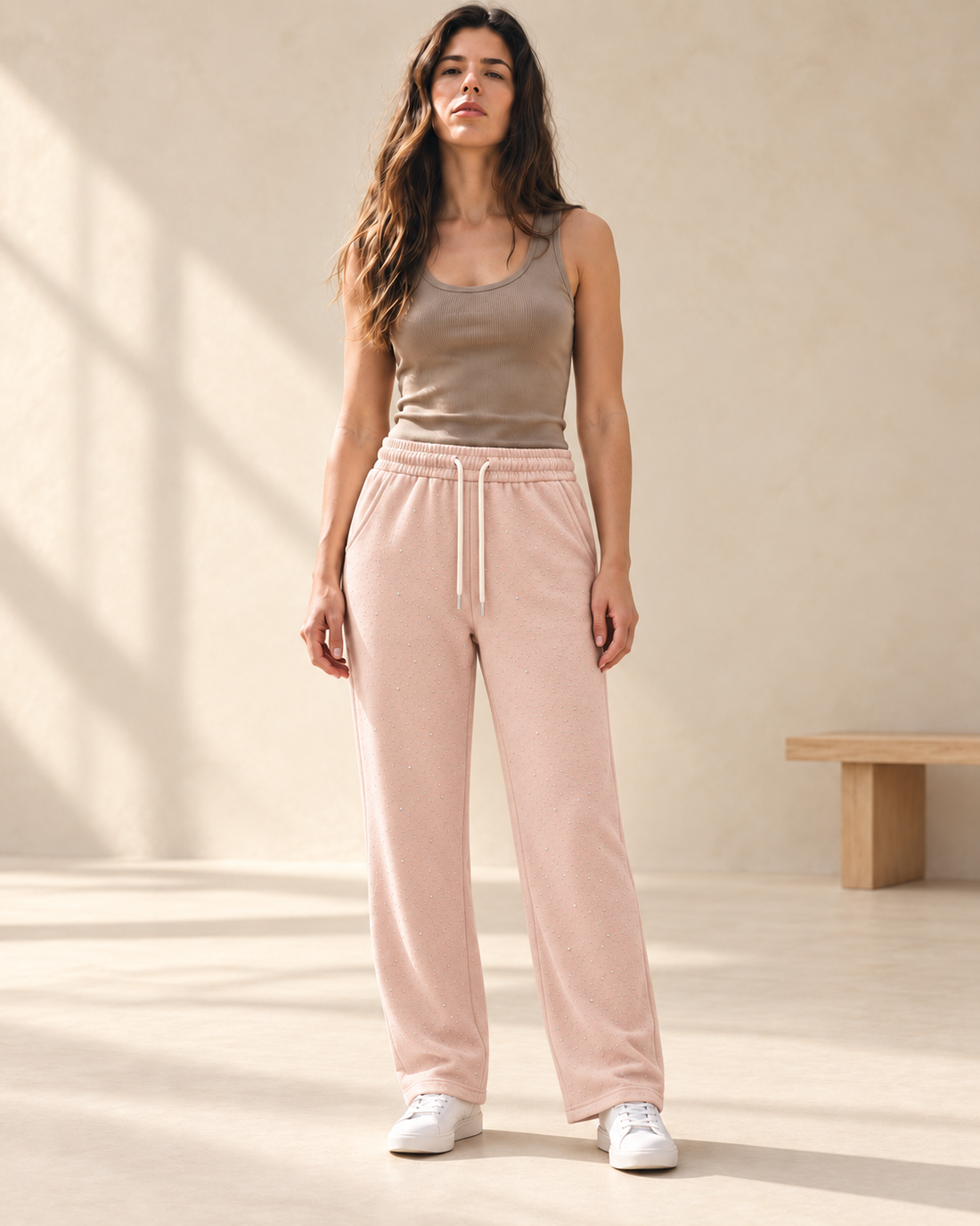 Blush Rhinestone Straight Leg Sweatpants