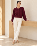 Bordeaux Fringe Knit – full length hero