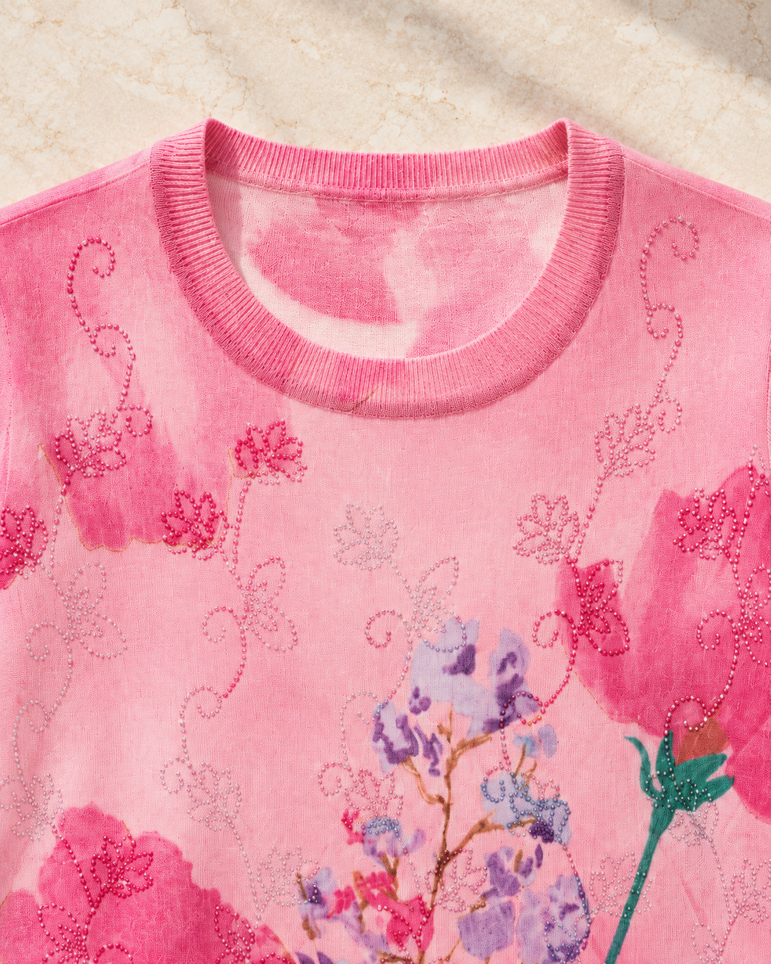 Botanical Vintage Top – neckline detail