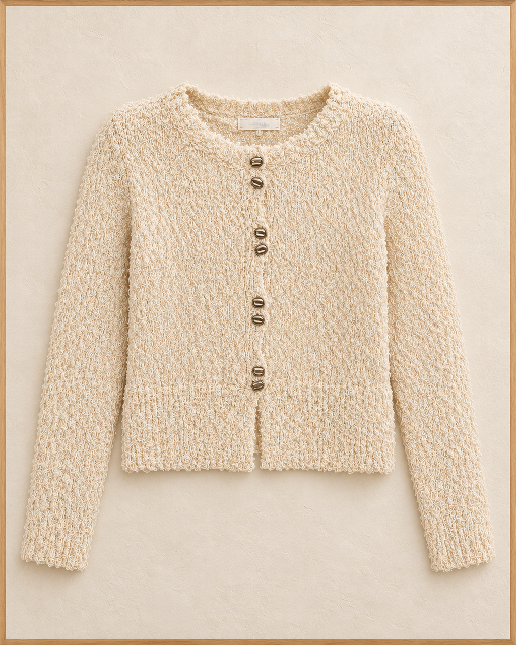 Bouclé Button Cardigan – front flatlay