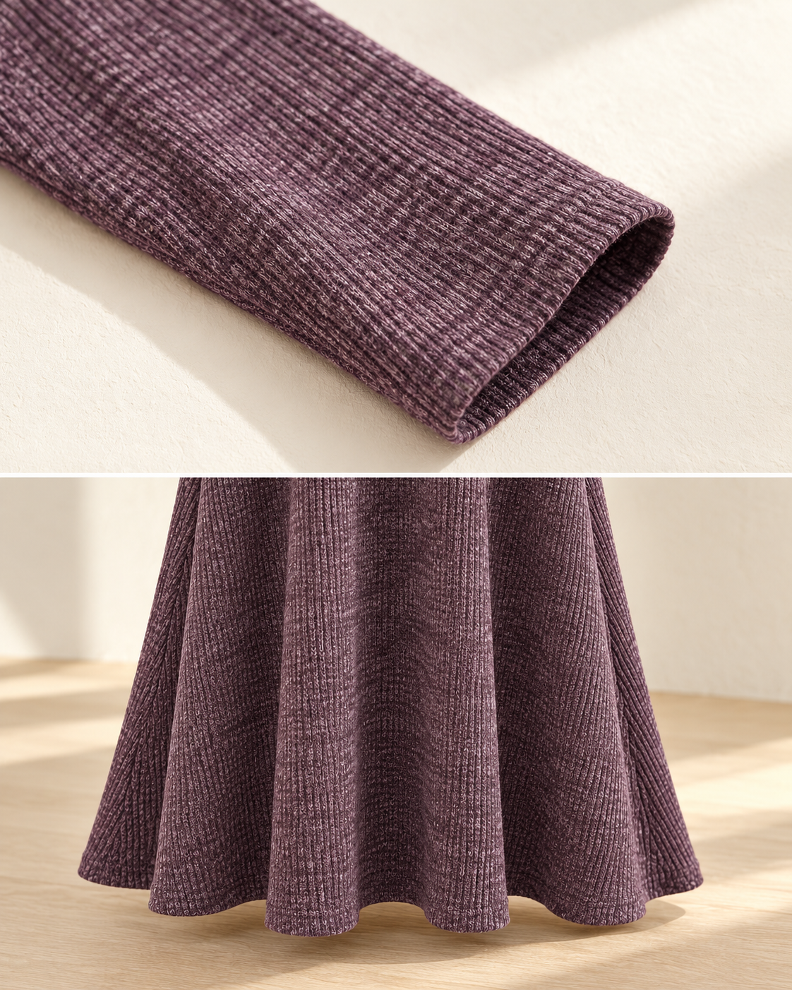 Classic Knit Midi Dress – sleeve hem details