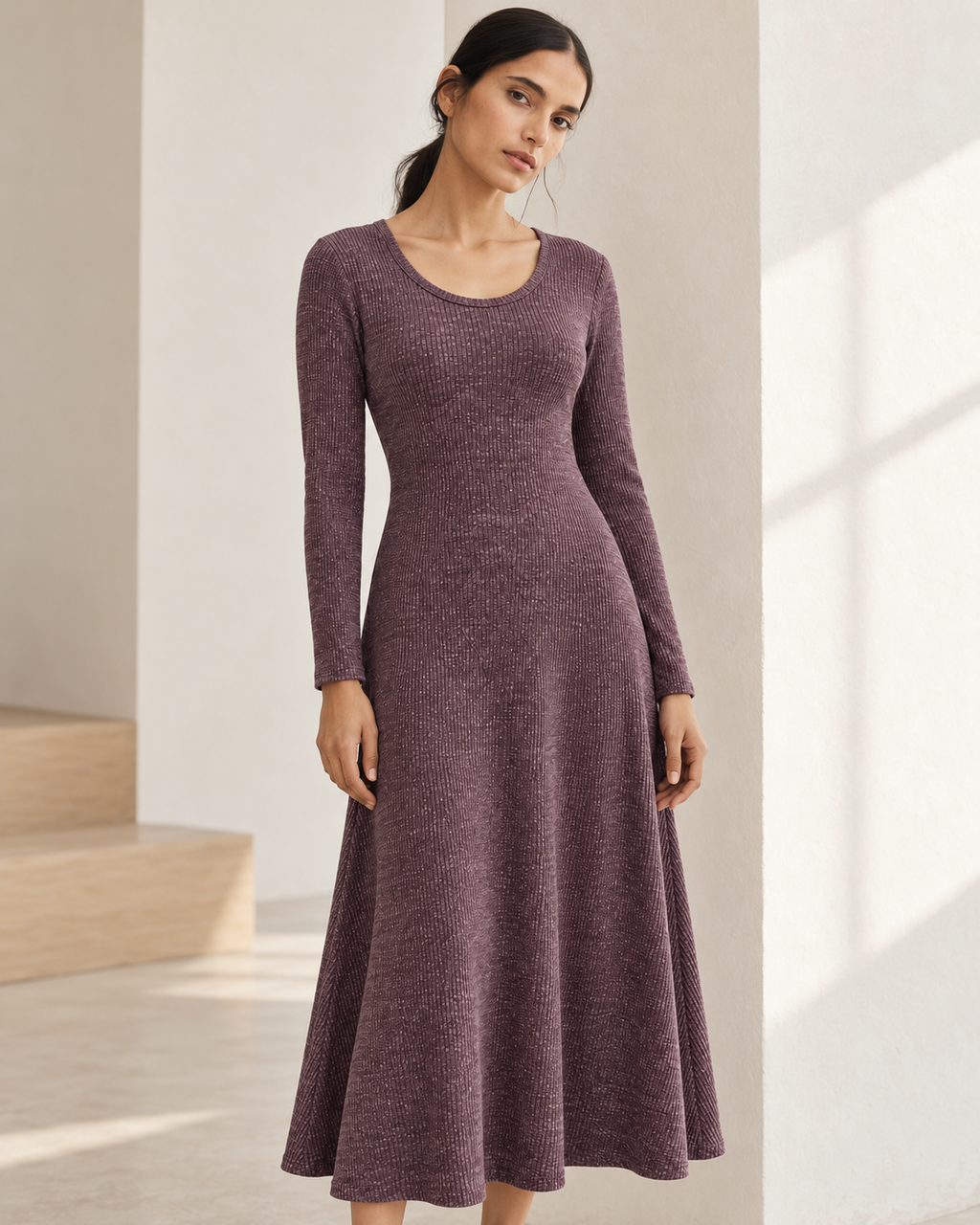 Classic Knit Midi Dress – styled close