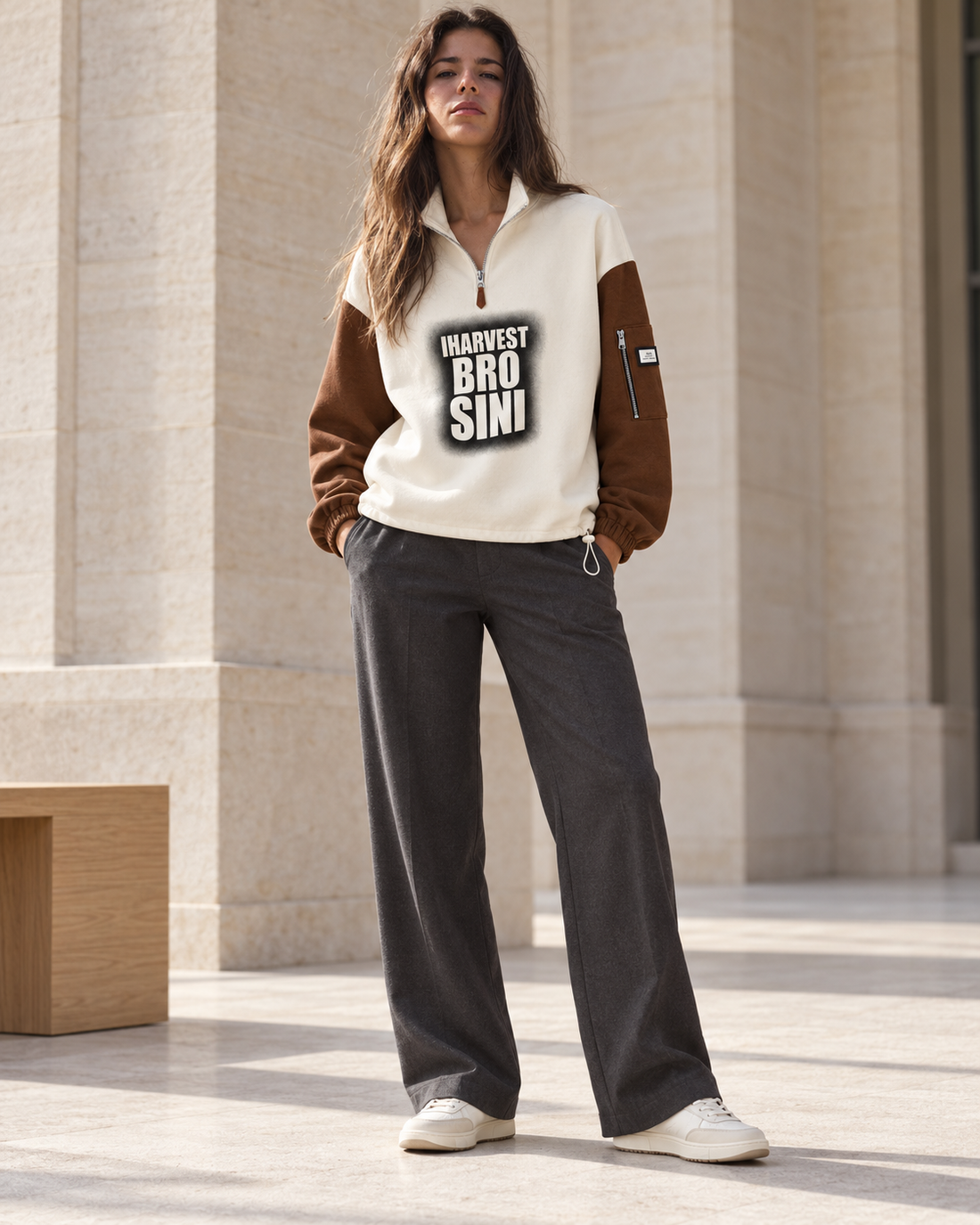 Colour Block Quarter Zip Sweatshirt