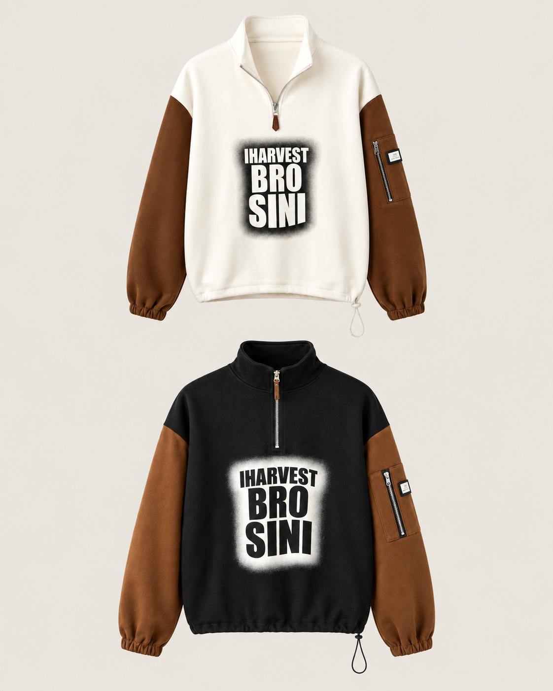 Colour Block Quarter Zip Sweatshirt – colours comparison