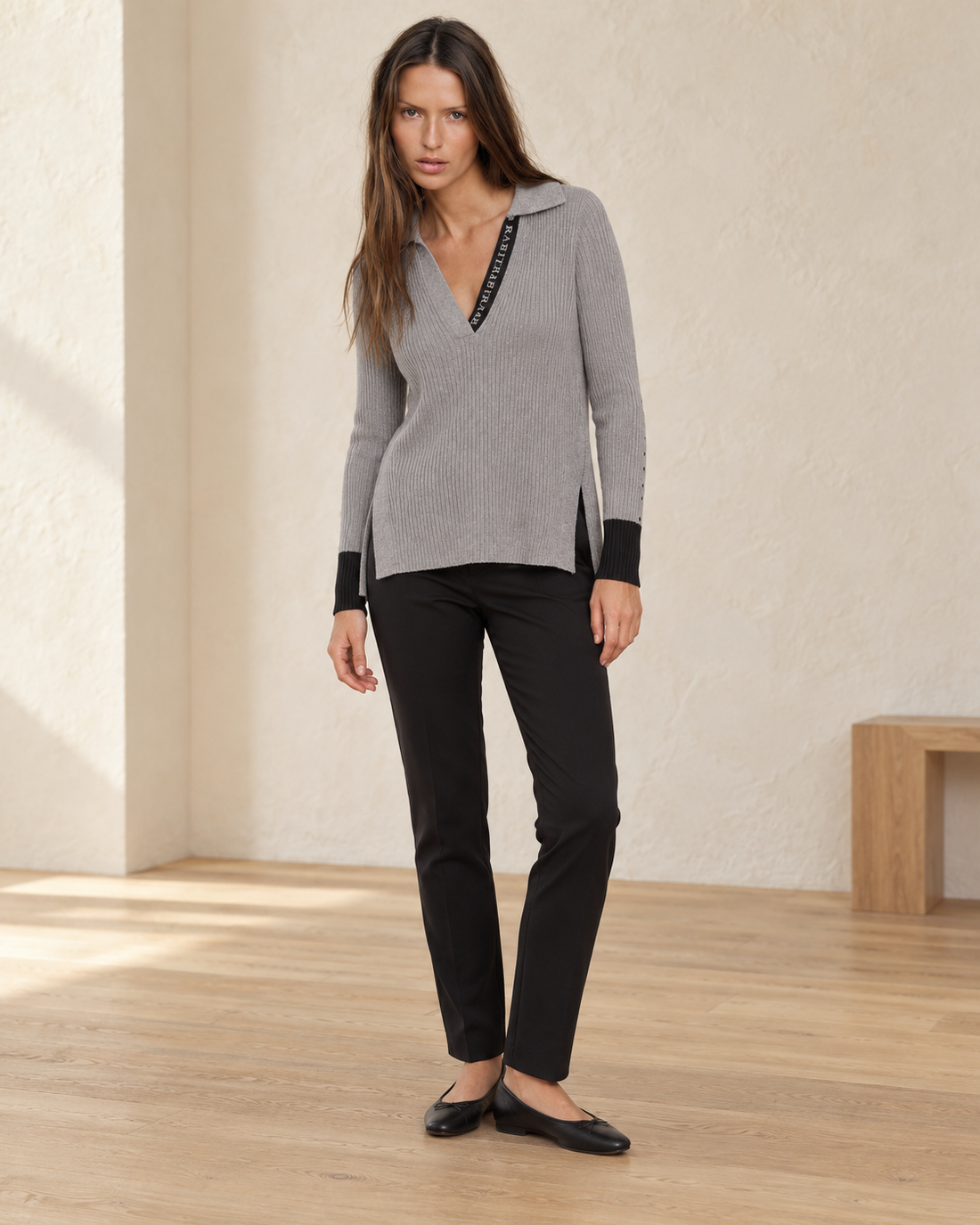 Contrast Cuff Rib Polo Knit
