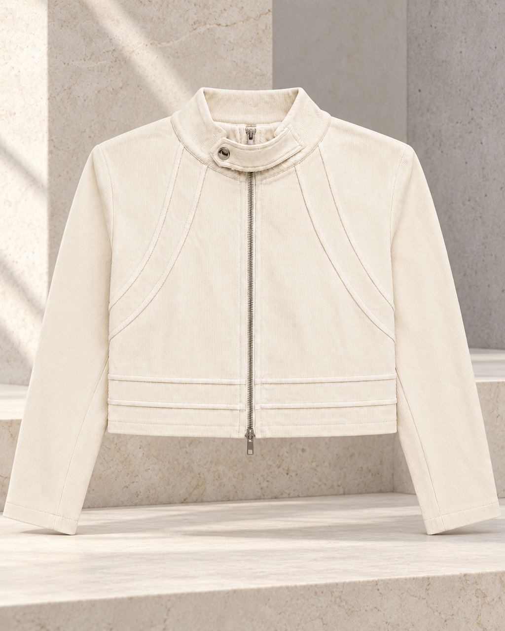 Corduroy Zip-Up Cropped Jacket – product showcase