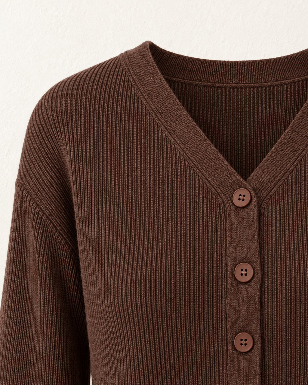 Core Knit Cardigan – brown v button detail