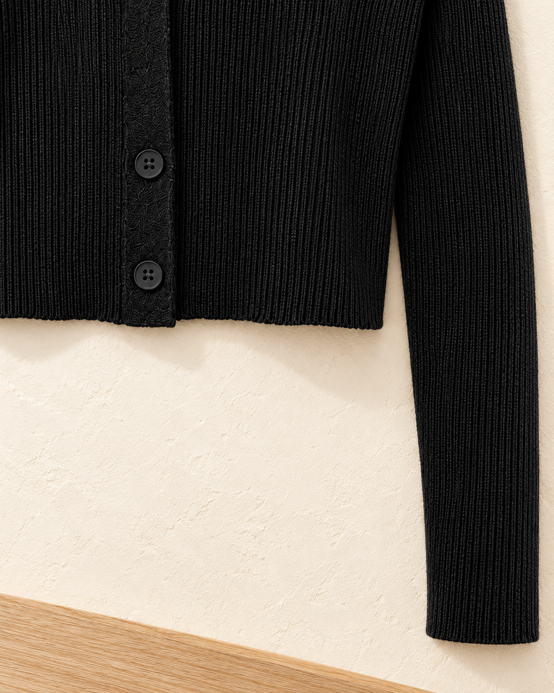 Core Knit Cardigan – black hem sleeve detail