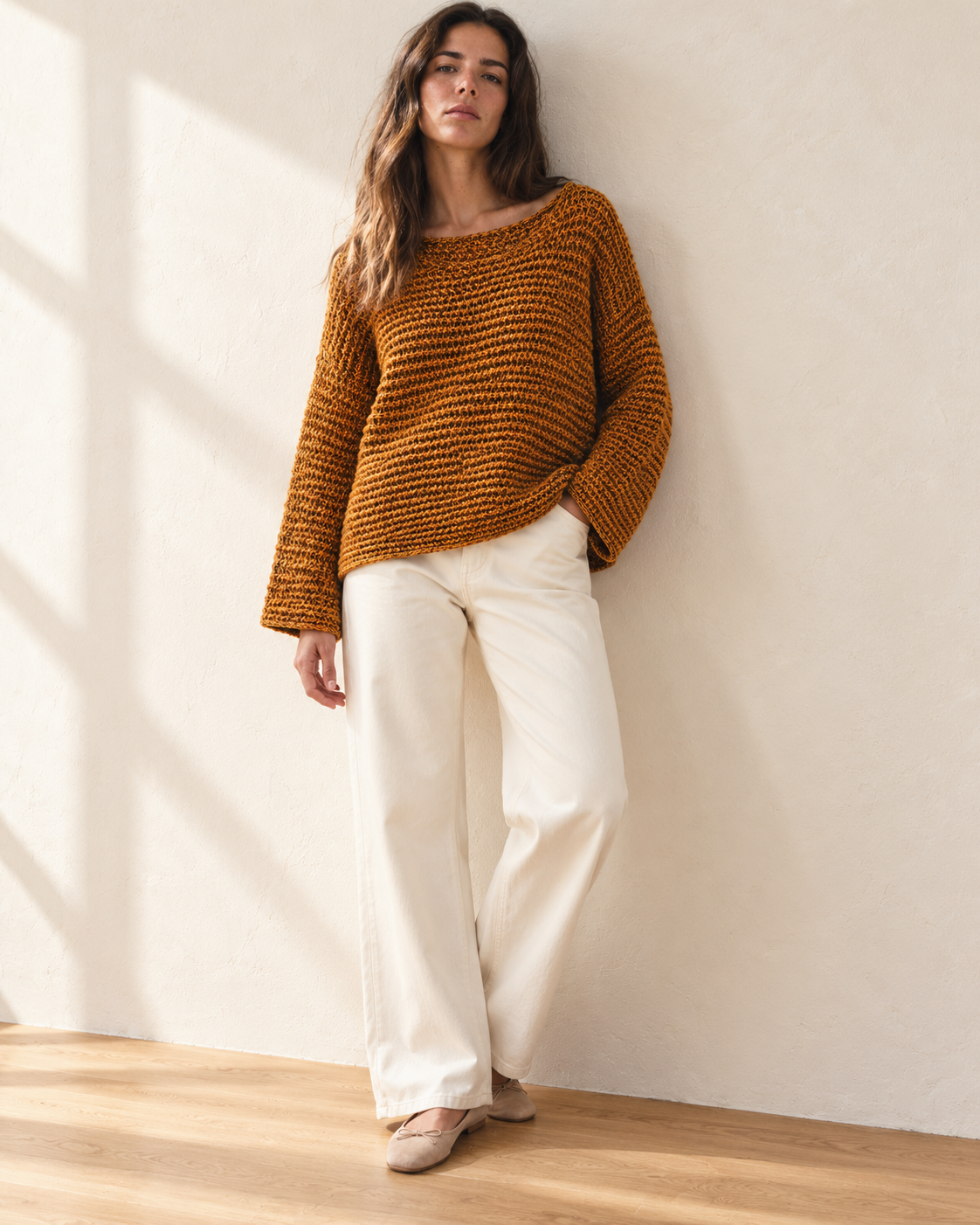 Cozy Ribbed Knit Sweater – model hero