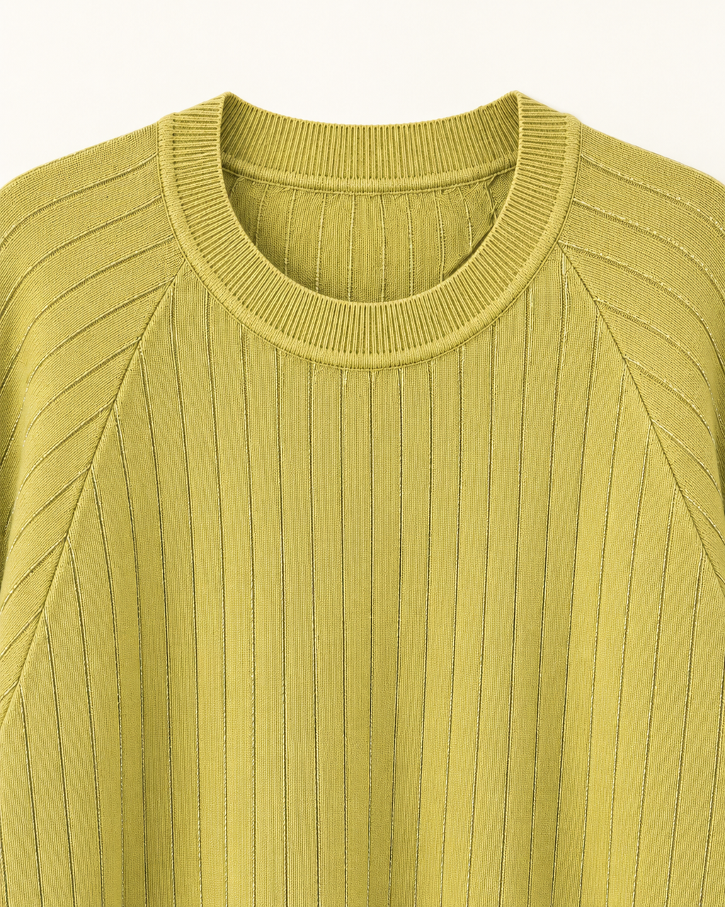 Crew Neck Rib Sweater – raglan neck detail