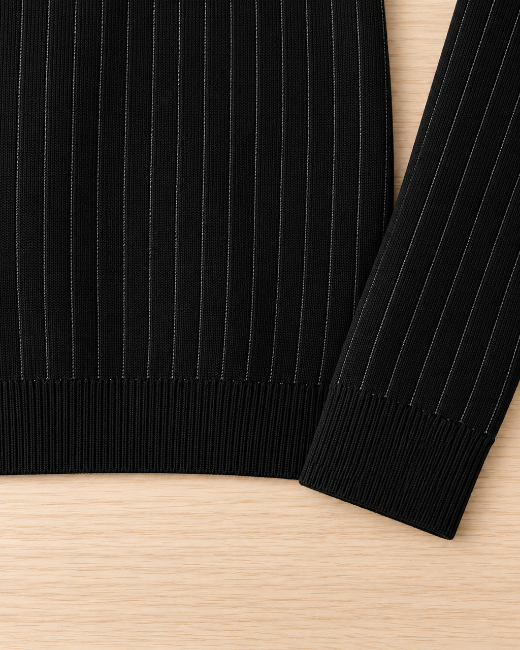 Crew Neck Rib Sweater – cuff hem detail