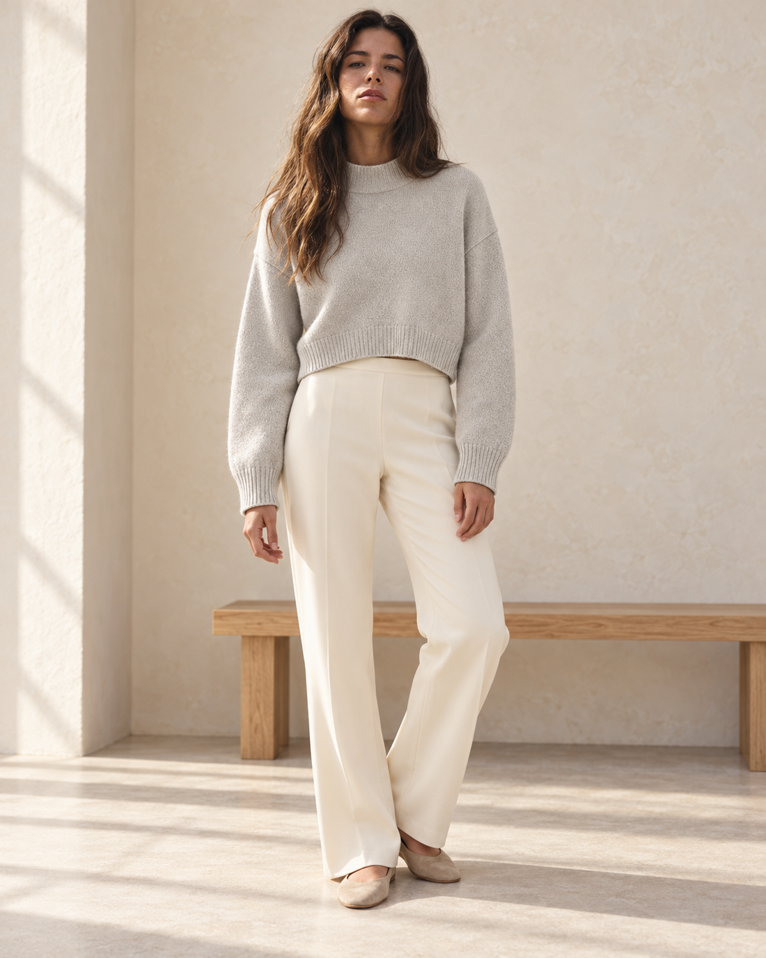 Cropped Mock Neck Knit Sweater
