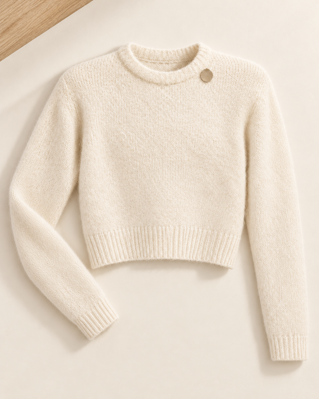 Detachable Accessory Detail Cropped Sweater – single colour flatlay