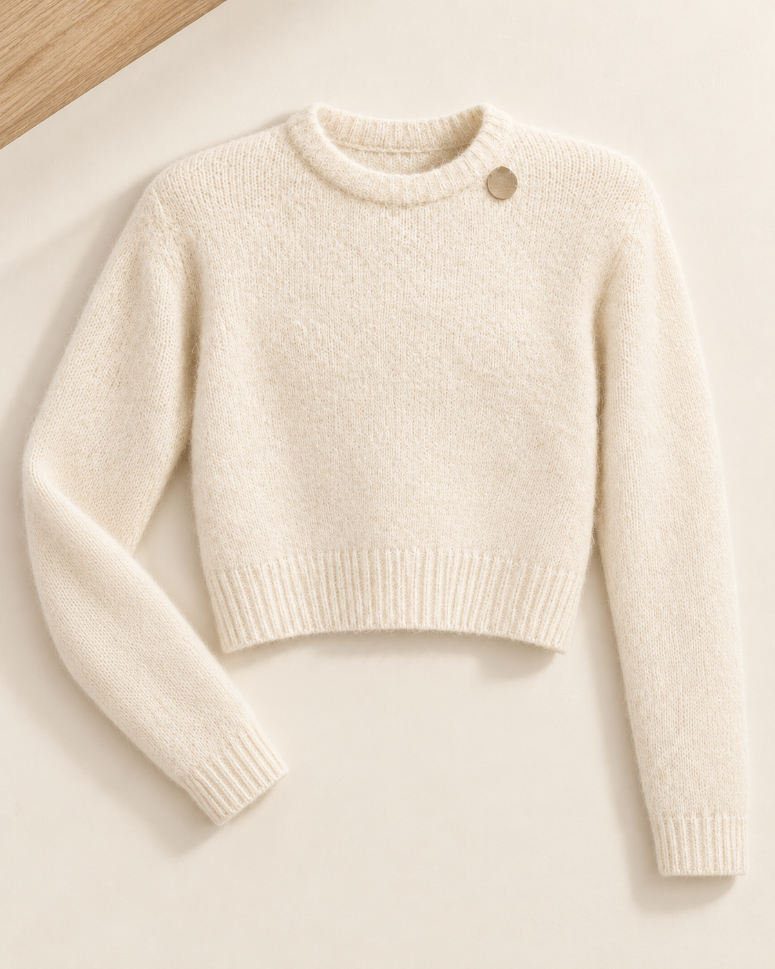 Detachable Accessory Detail Cropped Sweater – single colour flatlay