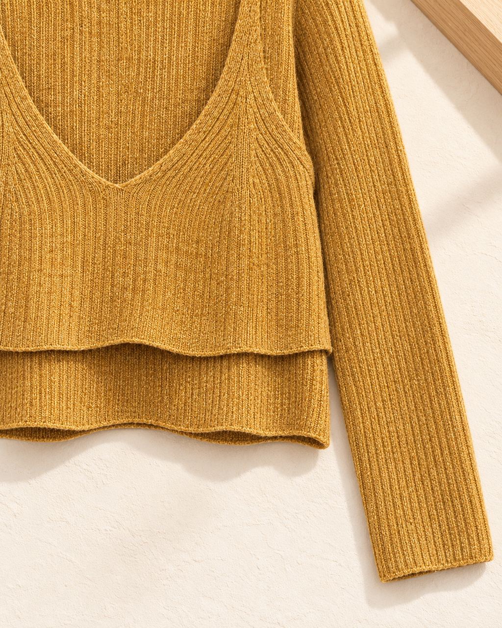Double Layer Knit Top – double hem cuff detail