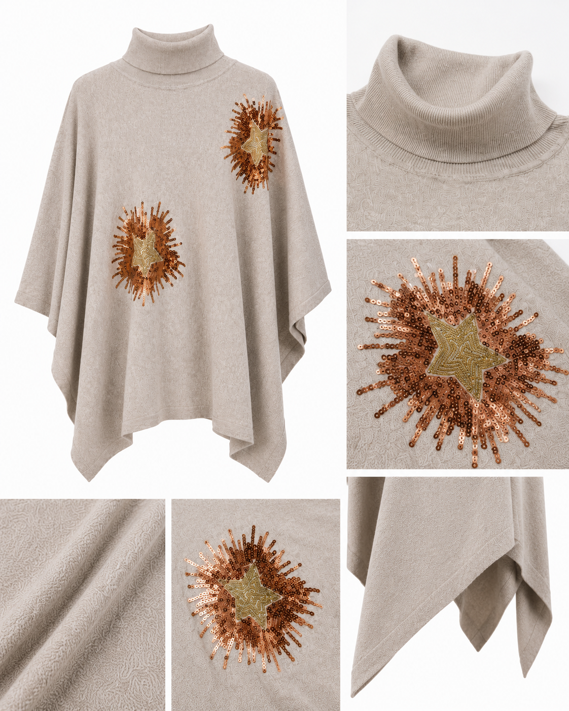Embellished Poncho Sweater – detail montage