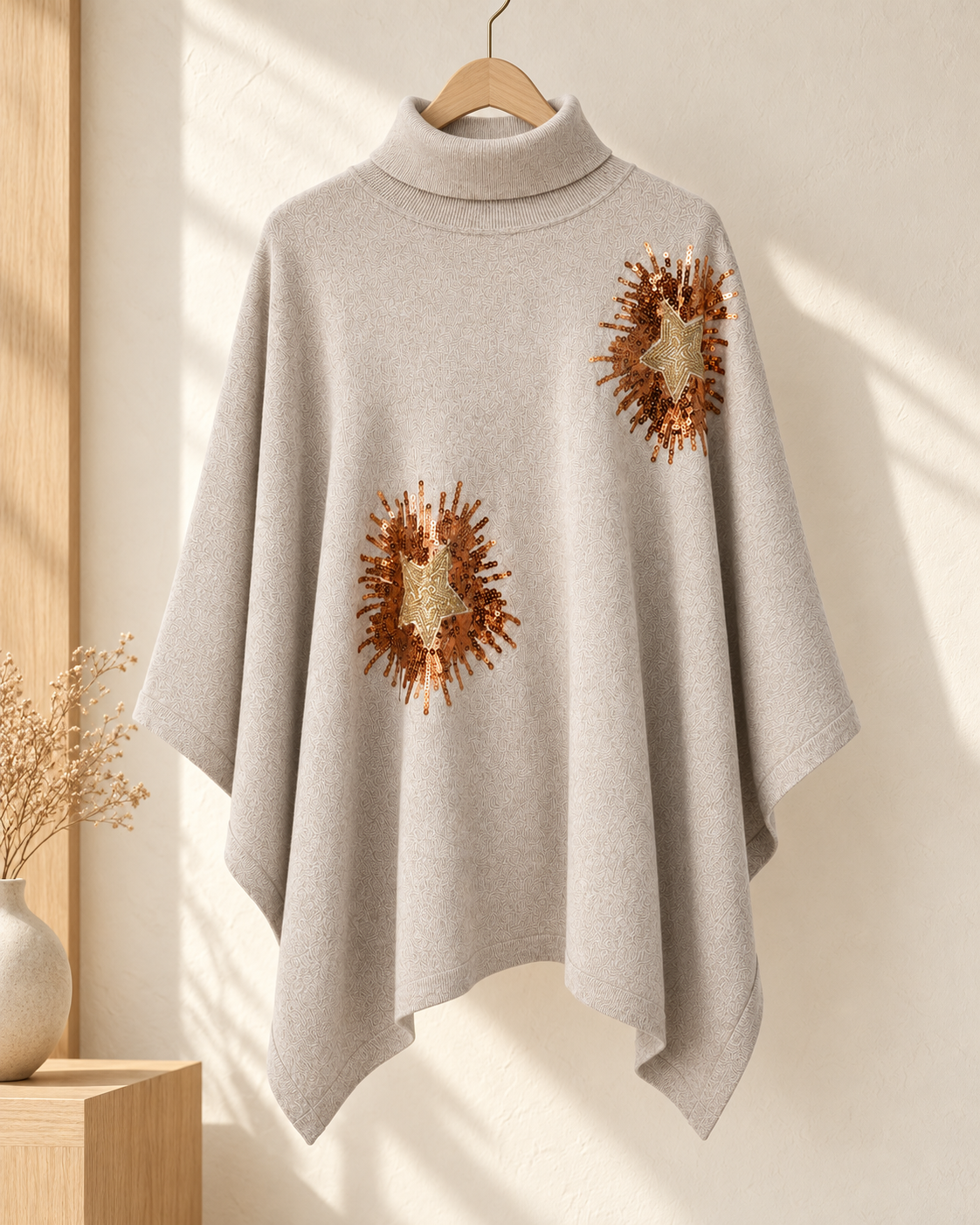 Embellished Poncho Sweater – single colour still life