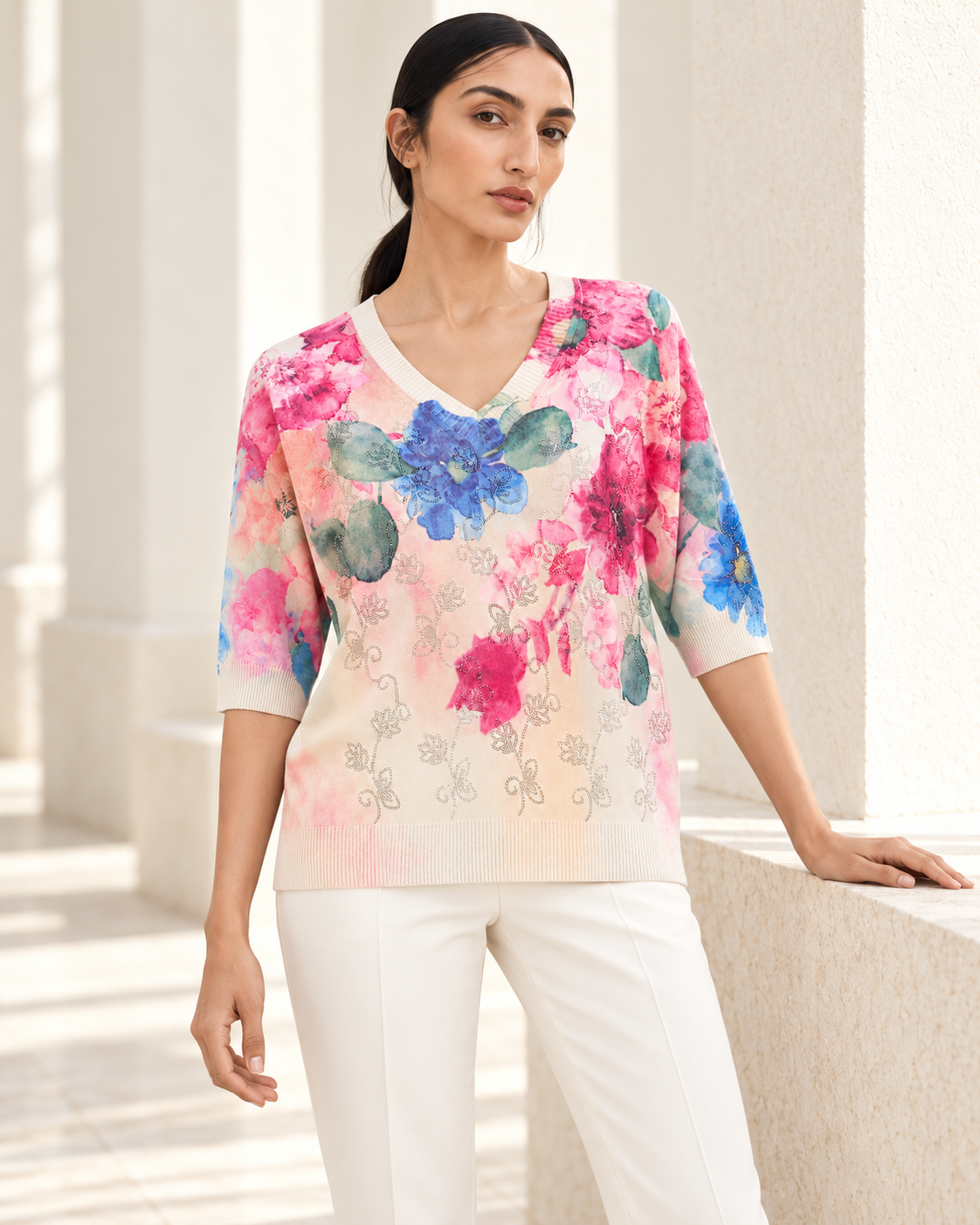 Floral Romance Top – closer styled model