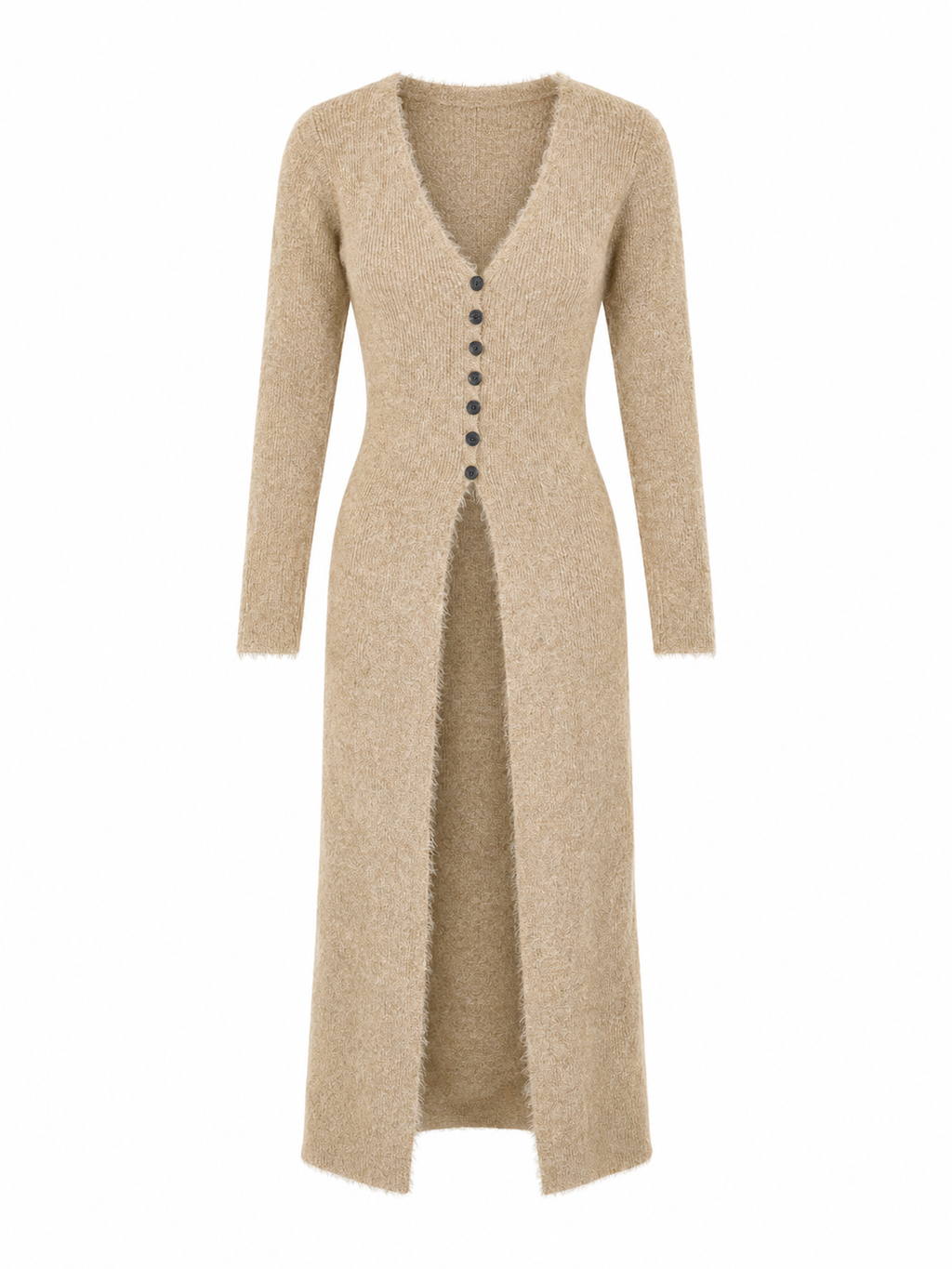 Fuzzy Knit Cape – beige