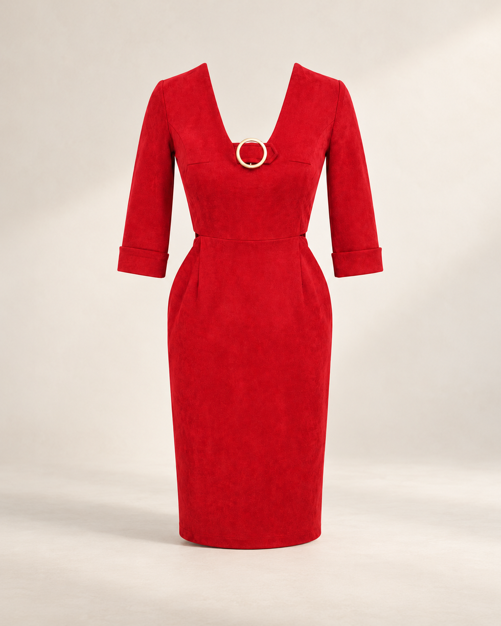 Gold Buckle Suede Midi Dress – product showcase