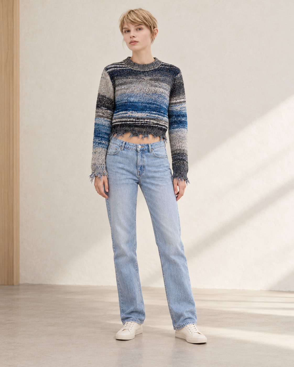 Gradient Fringe Knit Sweater – model hero