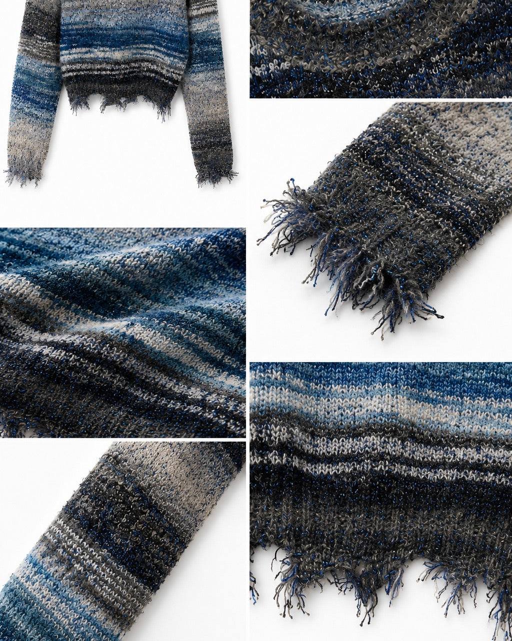 Gradient Fringe Knit Sweater – detail montage