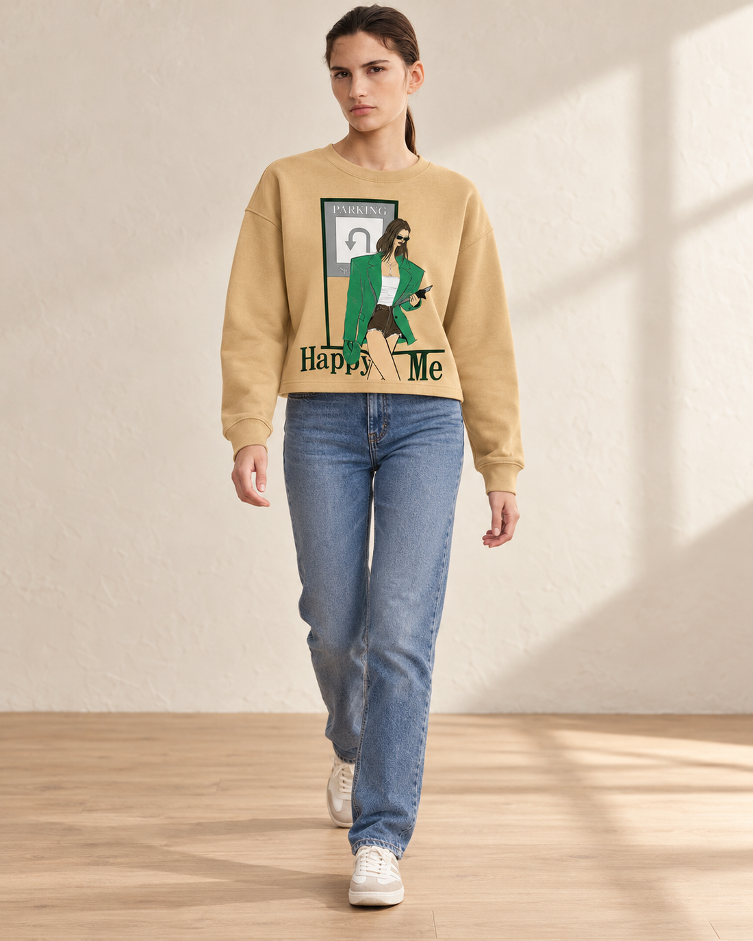 Graphic Cropped Sweatshirt