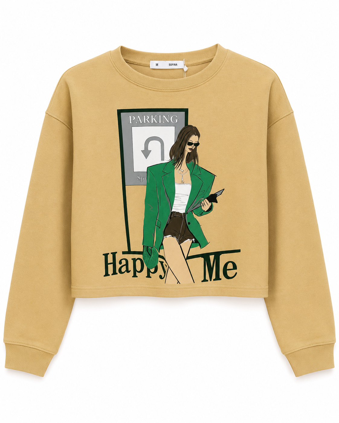 Graphic Cropped Sweatshirt – artwork detail