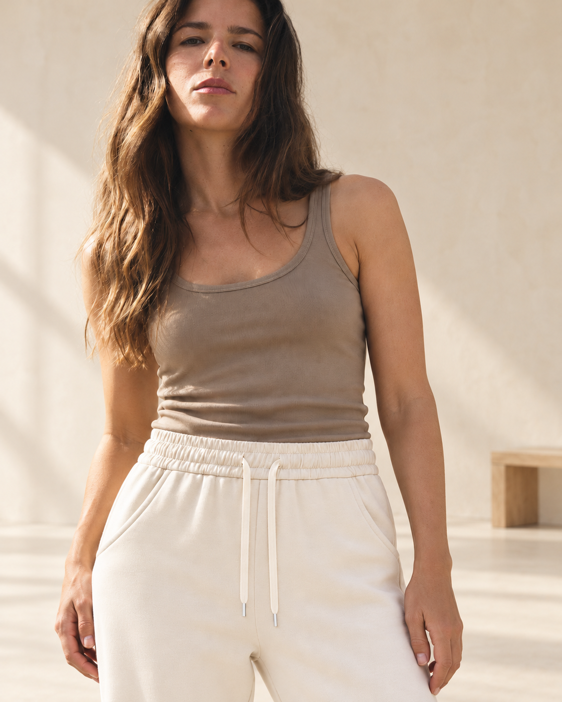 Ivory Straight Leg Sweatpants – closer model