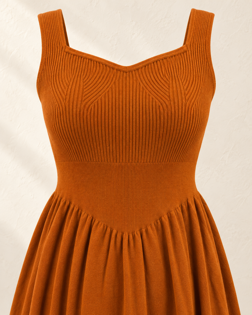 Maple Rib Midi – tan bodice detail