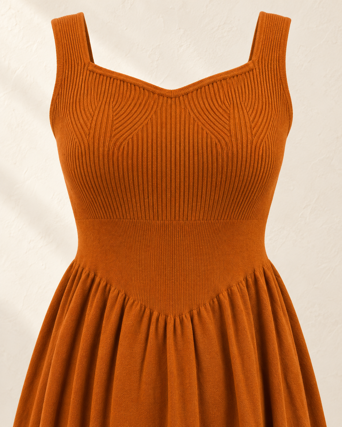 Maple Rib Midi – tan bodice detail