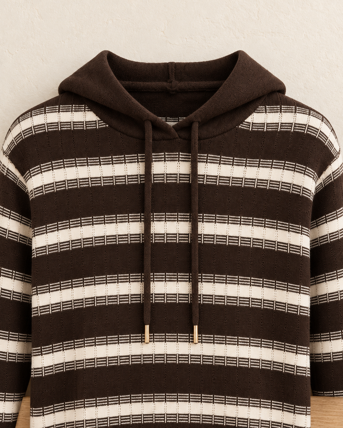 Mariner Knit Hoodie – hood drawstring detail