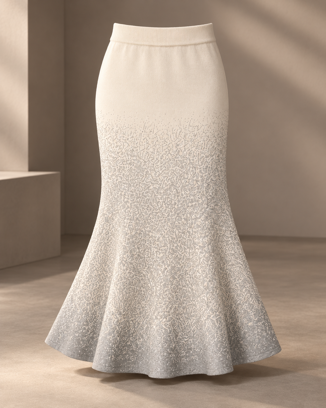 Mermaid Knit Midi Skirt – pattern hem detail