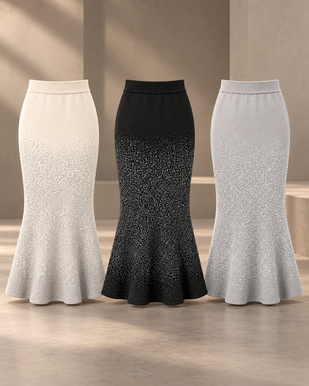 Mermaid Knit Midi Skirt – colours