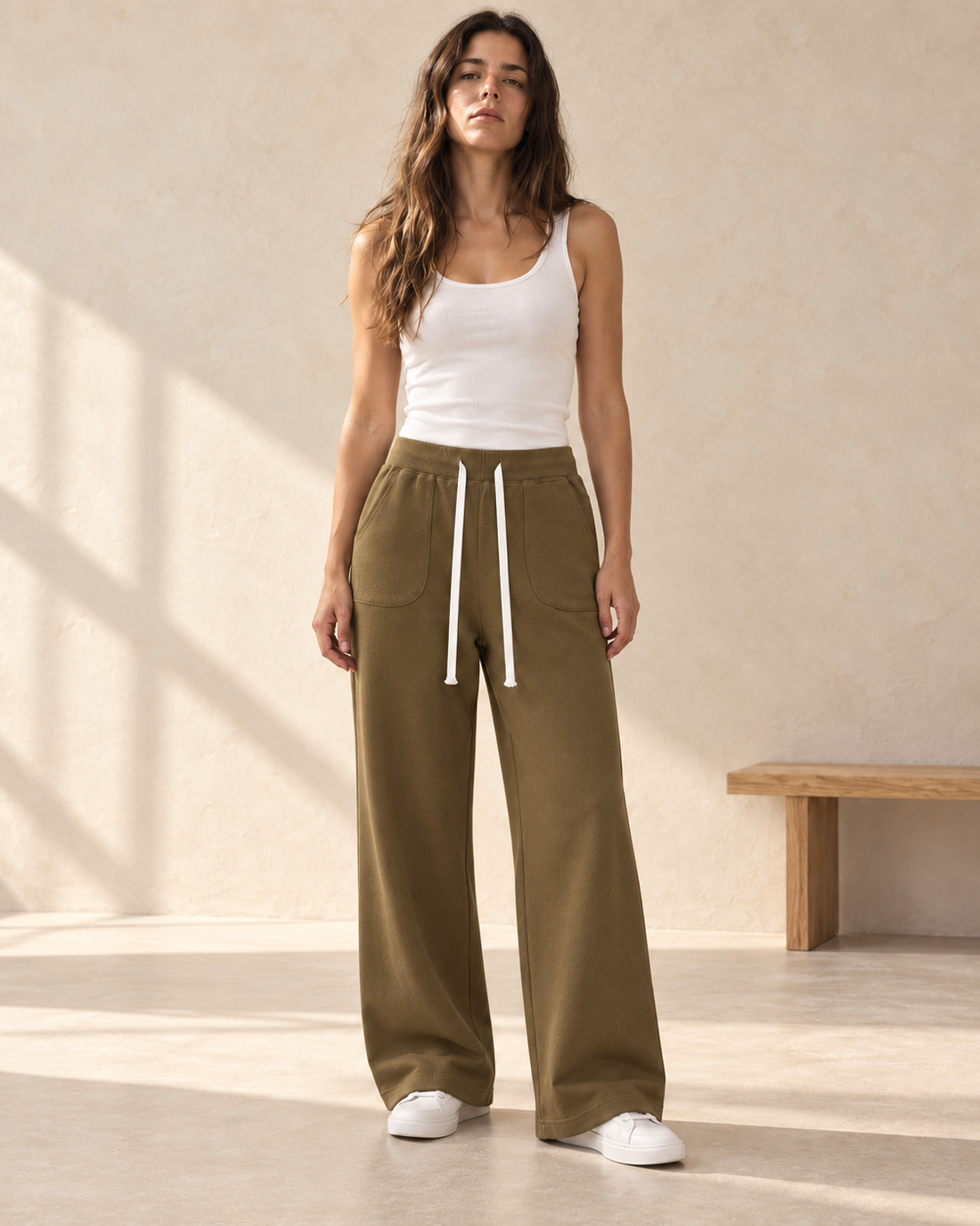 Olive Wide Leg Sweatpants