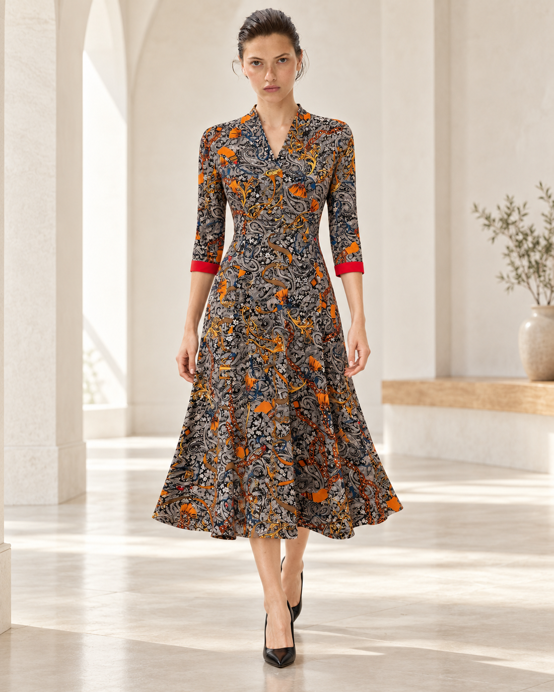 Paisley Wrap Midi Dress
