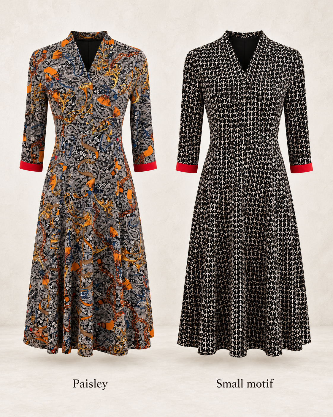 Paisley Wrap Midi Dress – print comparison