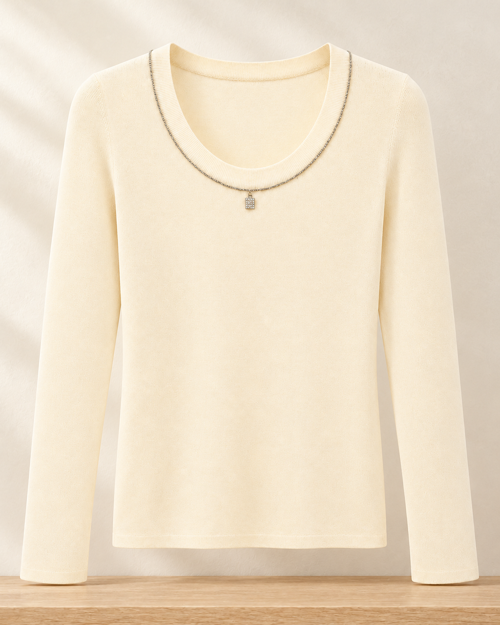 Pendant Knit Top – cream product showcase