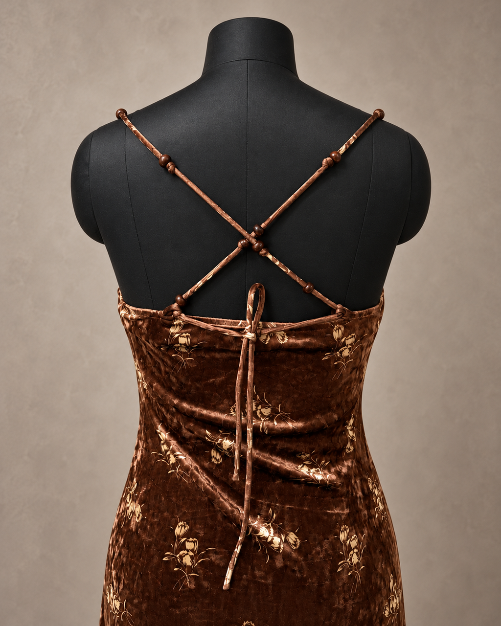 Printed Velvet Dress – back strap detail