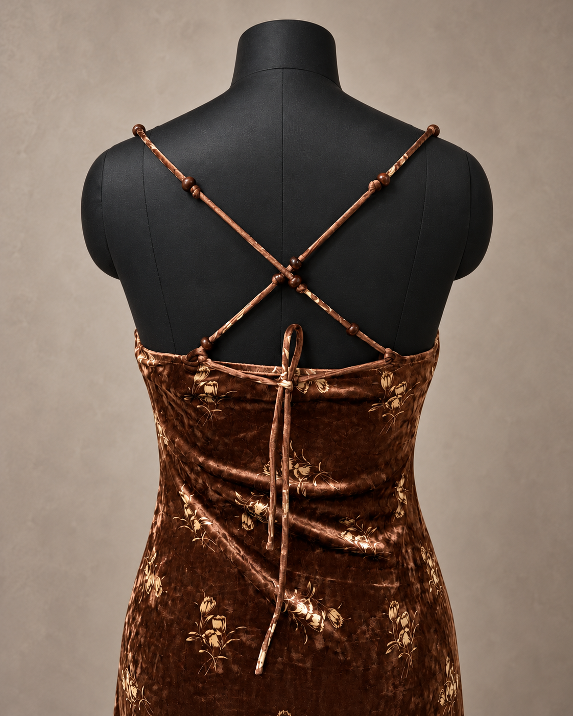 Printed Velvet Dress – back strap detail
