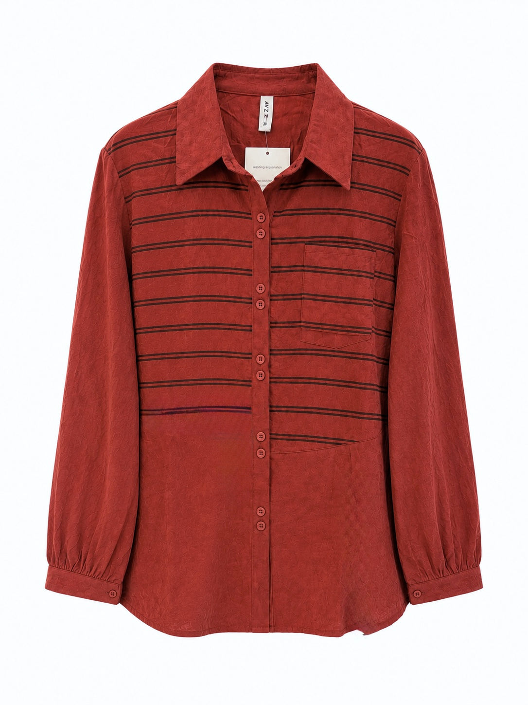 Regular Suede Asymmetrical Striped Shirt