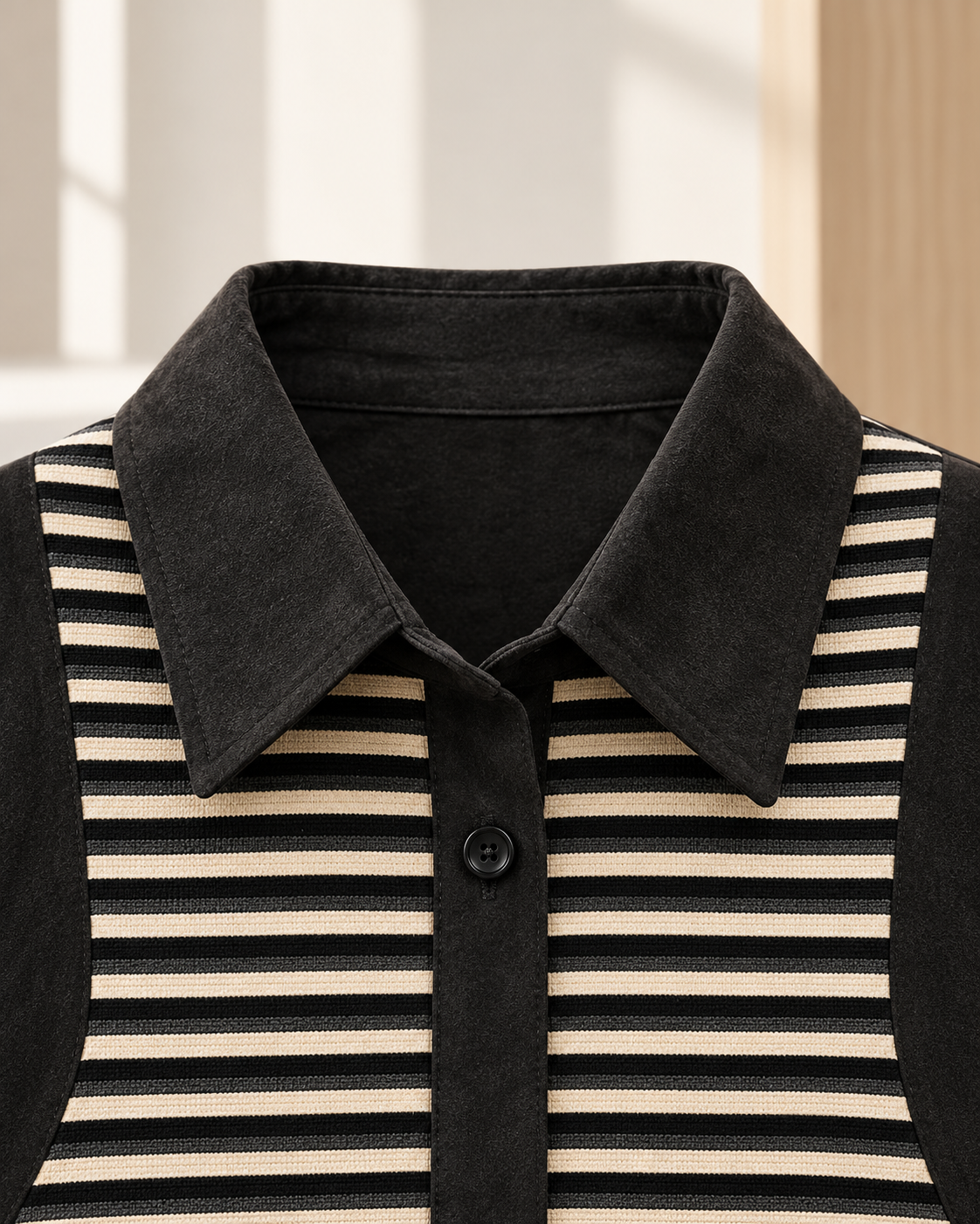 Regular Suede Shirt – collar bib detail