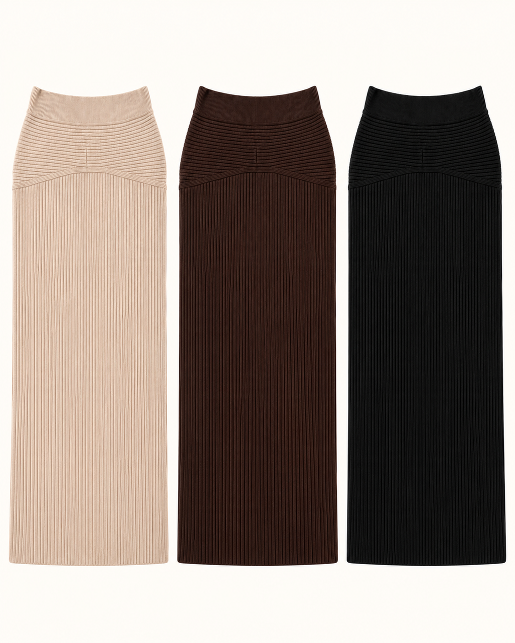 Rib Knit Midi Skirt – colours comparison