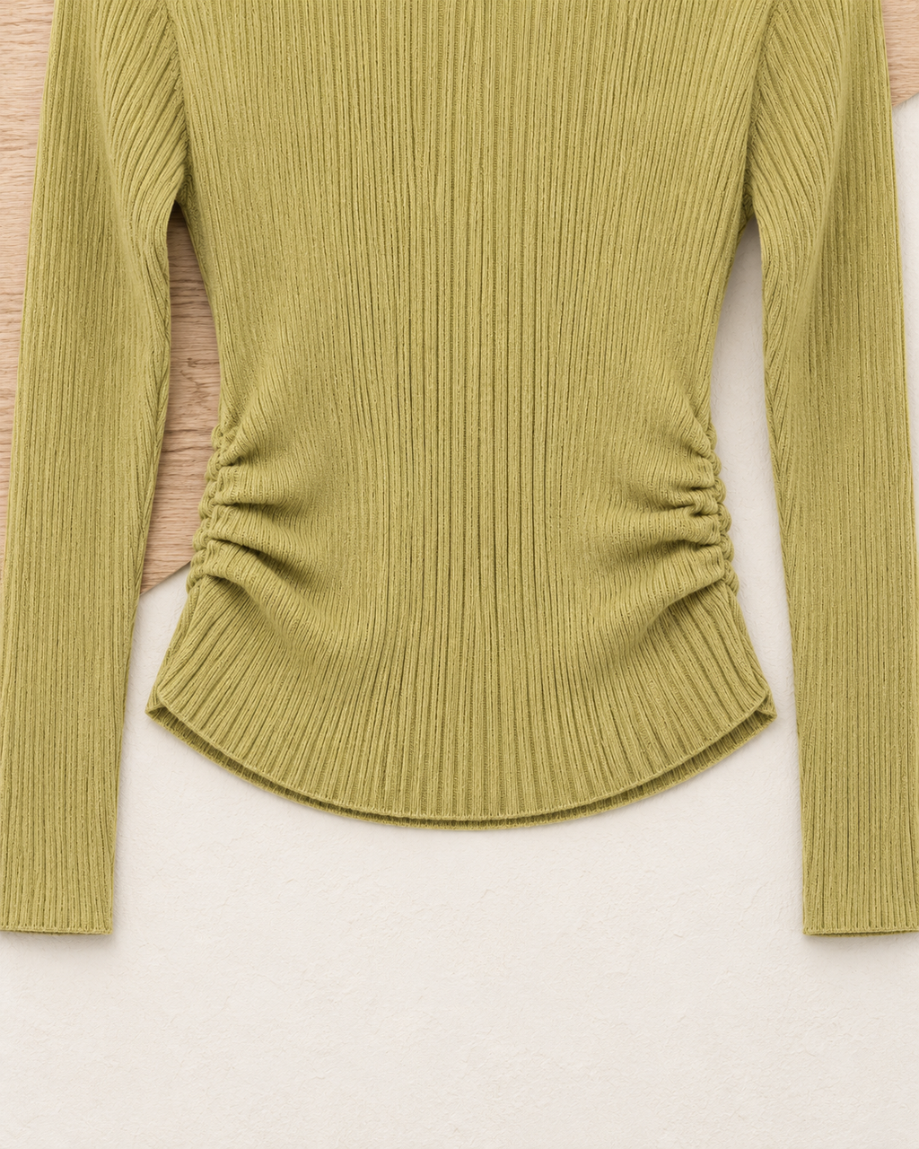 Ribbed Ruched Top – ruched hem detail