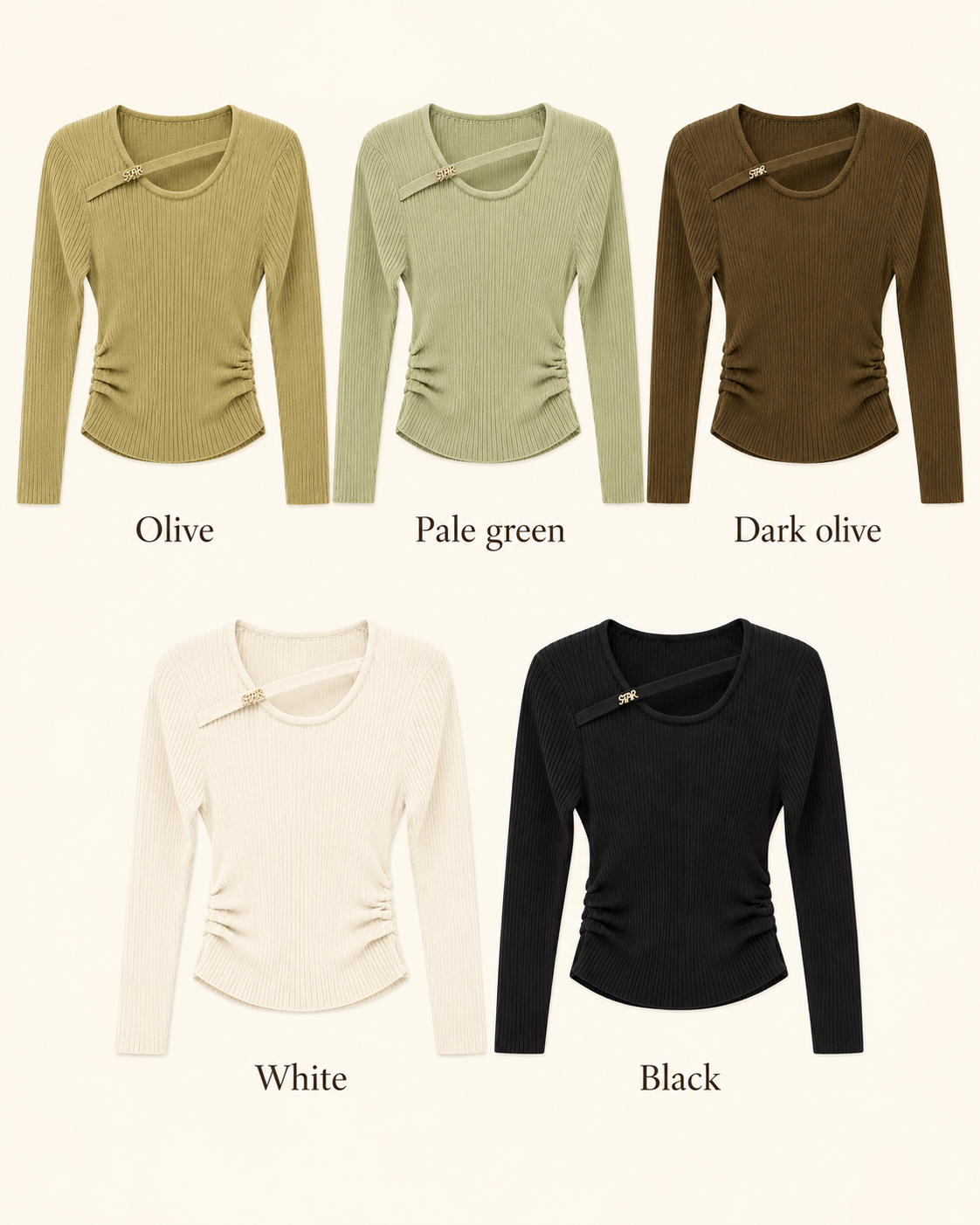 Ribbed Ruched Top – colour comparison