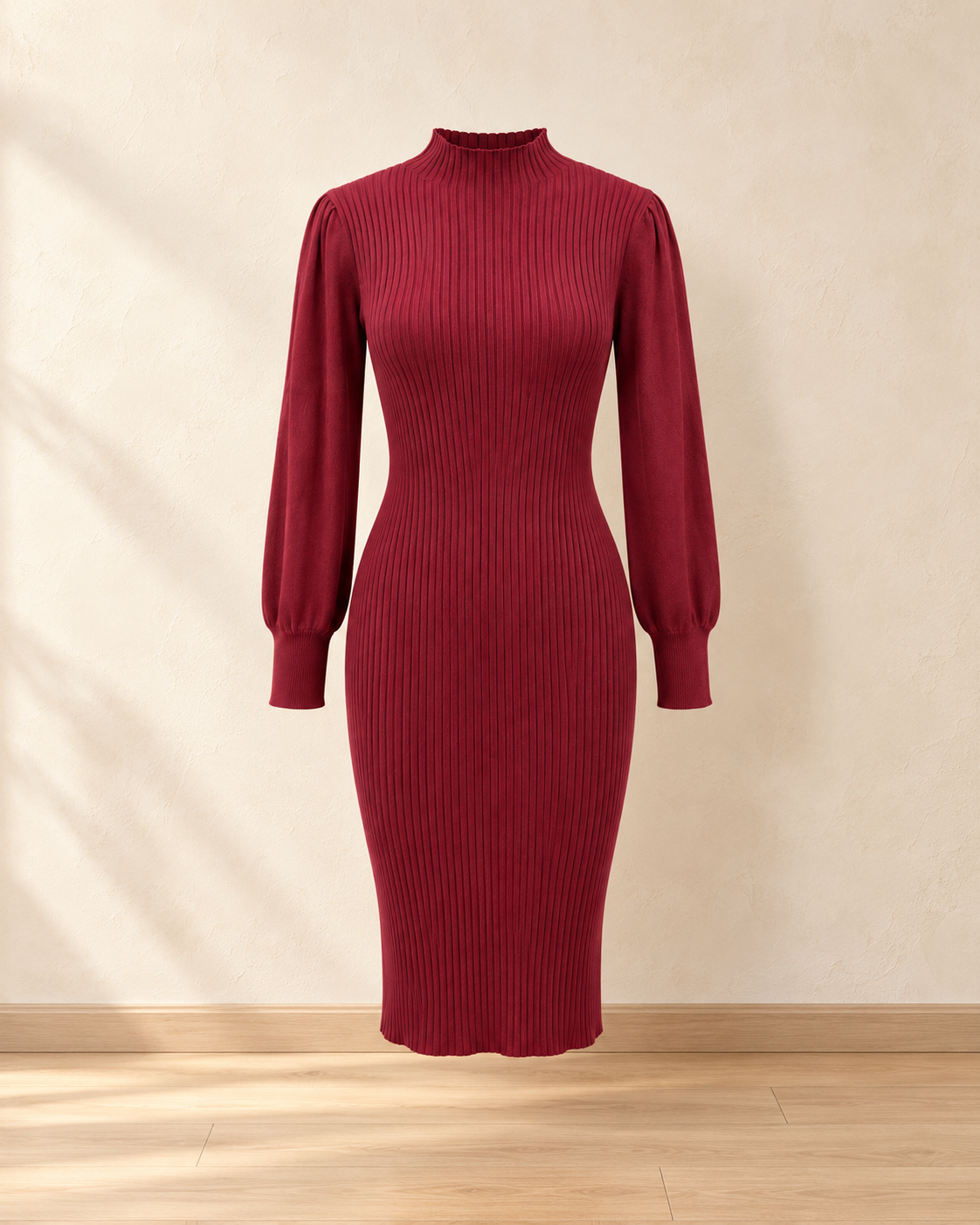 Ribbed Turtleneck Knit Dress – product showcase