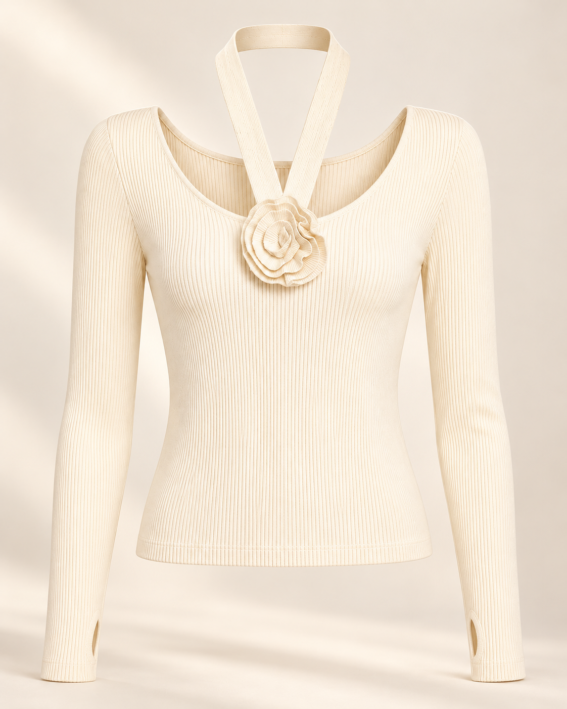Rose Halter Ribbed Knit Top – product showcase