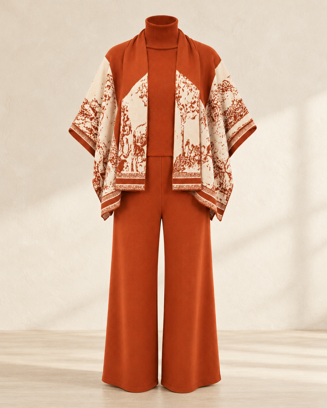 Rust Printed Cape & Pants Set – product showcase